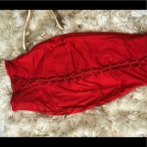 Sexy AF Red High Waisted skirt w drawstring detail
